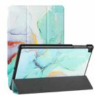 For Samsung Galaxy Tab A 10.1(2019)/T510 Silk Texture Colored Drawing Pattern Horizontal Flip Magnetic PU Leather Case with Three-folding Holder (Green Marble) - 1