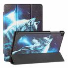 For Samsung Galaxy Tab A 10.1(2019)/T510 Silk Texture Colored Drawing Pattern Horizontal Flip Magnetic PU Leather Case with Three-folding Holder (Star Wolf) - 1