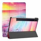 For Samsung Galaxy Tab S8 / Galaxy Tab S7 T870/T875 Silk Texture Colored Drawing Pattern Horizontal Flip Magnetic PU Leather Case with Three-folding Holder & Sleep / Wake-up Function(Seaside) - 1