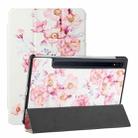 For Samsung Galaxy Tab S8+ / Tab S8 Plus /  Tab S7 FE / Tab S7+ T970/T975 Silk Texture Colored Drawing Pattern Horizontal Flip Magnetic PU Leather Case with Three-folding Holder & Sleep / Wake-up Function(Camellia) - 1
