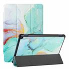 For Amazon Fire HD 10 Plus (2021)/HD 10 (2021) Silk Texture Colored Drawing Pattern Horizontal Flip Magnetic PU Leather Case with Three-folding Holder & Sleep / Wake-up Function(Green Marble) - 1