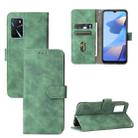 For OPPO A16 Solid Color Skin Feel Magnetic Buckle Horizontal Flip Calf Texture PU Leather Case with Holder & Card Slots & Wallet(Green) - 1