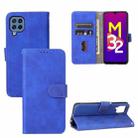 For Samsung Galaxy M32 (India) Solid Color Skin Feel Magnetic Buckle Horizontal Flip Calf Texture PU Leather Case with Holder & Card Slots & Wallet(Blue) - 1