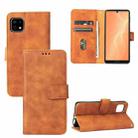 For Sharp Aquos Sense 6 Solid Color Skin Feel Magnetic Buckle Horizontal Flip Calf Texture PU Leather Case with Holder & Card Slots & Wallet(Brown) - 1