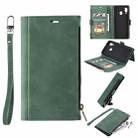 For Samsung Galaxy A20e Side Zipper Back Card Horizontal Flip PU Leather Case with Card Slots & Wallet & Photo Frame & Lanyard(Green) - 1