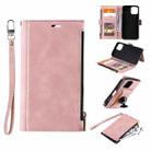 For Samsung Galaxy A22 5G Side Zipper Back Card Horizontal Flip PU Leather Case with Card Slots & Wallet & Photo Frame & Lanyard(Pink) - 1