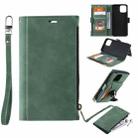 For Samsung Galaxy A22 5G Side Zipper Back Card Horizontal Flip PU Leather Case with Card Slots & Wallet & Photo Frame & Lanyard(Green) - 1