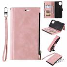 For Samsung Galaxy A42 5G Side Zipper Back Card Horizontal Flip PU Leather Case with Card Slots & Wallet & Photo Frame & Lanyard(Pink) - 1