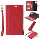 For Samsung Galaxy A42 5G Side Zipper Back Card Horizontal Flip PU Leather Case with Card Slots & Wallet & Photo Frame & Lanyard(Red) - 1
