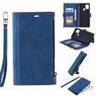 For Samsung Galaxy A21s Side Zipper Back Card Horizontal Flip PU Leather Case with Card Slots & Wallet & Photo Frame & Lanyard(Blue) - 1