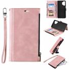 For Samsung Galaxy A32 5G Side Zipper Back Card Horizontal Flip PU Leather Case with Card Slots & Wallet & Photo Frame & Lanyard(Pink) - 1