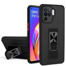 For OPPO Reno5 F / F19 Pro Dual-color Skin Feel TPU + PC Magnetic Shockproof Case with Invisible Holder(Black) - 1