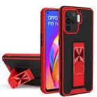 For OPPO Reno5 F / F19 Pro Dual-color Skin Feel TPU + PC Magnetic Shockproof Case with Invisible Holder(Red) - 1