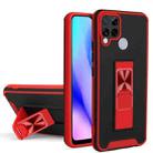 For OPPO Realme C15 / C12 / C25 Dual-color Skin Feel TPU + PC Magnetic Shockproof Case with Invisible Holder(Red) - 1