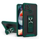 For OPPO A15 Dual-color Skin Feel TPU + PC Magnetic Shockproof Case with Invisible Holder(Dark Green) - 1