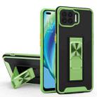 For OPPO F17 Dual-color Skin Feel TPU + PC Magnetic Shockproof Case with Invisible Holder(Green) - 1