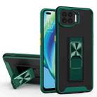 For OPPO F17 Dual-color Skin Feel TPU + PC Magnetic Shockproof Case with Invisible Holder(Dark Green) - 1
