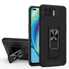 For OPPO F17 Dual-color Skin Feel TPU + PC Magnetic Shockproof Case with Invisible Holder(Black) - 1