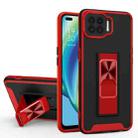 For OPPO F17 Dual-color Skin Feel TPU + PC Magnetic Shockproof Case with Invisible Holder(Red) - 1