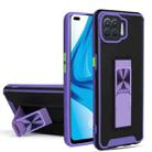 For OPPO F17 Pro / A93 Dual-color Skin Feel TPU + PC Magnetic Shockproof Case with Invisible Holder(Purple) - 1