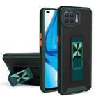 For OPPO F17 Pro / A93 Dual-color Skin Feel TPU + PC Magnetic Shockproof Case with Invisible Holder(Dark Green) - 1