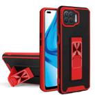 For OPPO F17 Pro / A93 Dual-color Skin Feel TPU + PC Magnetic Shockproof Case with Invisible Holder(Red) - 1