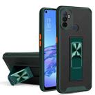 For OPPO A53 Dual-color Skin Feel TPU + PC Magnetic Shockproof Case with Invisible Holder(Dark Green) - 1