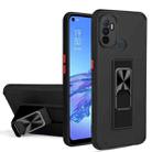 For OPPO A53 Dual-color Skin Feel TPU + PC Magnetic Shockproof Case with Invisible Holder(Black) - 1