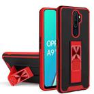 For OPPO A9 2020 / A5 2020 Dual-color Skin Feel TPU + PC Magnetic Shockproof Case with Invisible Holder(Red) - 1