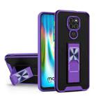 For Motorola Moto G9 Dual-color Skin Feel TPU + PC Magnetic Shockproof Case with Invisible Holder(Purple) - 1