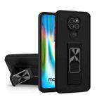 For Motorola Moto G9 Dual-color Skin Feel TPU + PC Magnetic Shockproof Case with Invisible Holder(Black) - 1