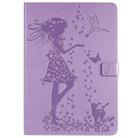 For iPad 10.2 / Pro 10.5 / Air 2019 Pressed Printing Woman and Cat Pattern Horizontal Flip Leather Case with Holder & Card Slots & Wallet(Purple) - 1