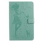 For Galaxy Tab A 8.0 & S Pen (2019) Pressed Printing Woman and Cat Pattern Horizontal Flip Leather Case with Holder & Card Slots & Wallet(Green) - 1