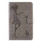For Galaxy Tab A 8.0 & S Pen (2019) Pressed Printing Woman and Cat Pattern Horizontal Flip Leather Case with Holder & Card Slots & Wallet(Grey) - 1