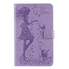 For Galaxy Tab A 8.0 & S Pen (2019) Pressed Printing Woman and Cat Pattern Horizontal Flip Leather Case with Holder & Card Slots & Wallet(Purple) - 1