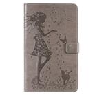 For Galaxy Tab A 8.0 (2019) T295/T290 Pressed Printing Woman and Cat Pattern Horizontal Flip Leather Case with Holder & Card Slots & Wallet(Grey) - 1