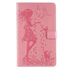 For Galaxy Tab A 8.0 (2019) T295/T290 Pressed Printing Woman and Cat Pattern Horizontal Flip Leather Case with Holder & Card Slots & Wallet(Pink) - 1