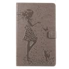 For Galaxy Tab A 10.1 (2019) Pressed Printing Woman and Cat Pattern Horizontal Flip Leather Case with Holder & Card Slots & Wallet(Grey) - 1