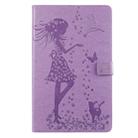 For Galaxy Tab A 10.1 (2019) Pressed Printing Woman and Cat Pattern Horizontal Flip Leather Case with Holder & Card Slots & Wallet(Purple) - 1