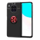 For Huawei nova 8i Metal Ring Holder 360 Degree Rotating TPU Case(Black+Red) - 1