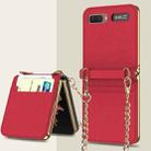 For Samsung Galaxy Z Flip GKK Cross Texture Card Phone Folding Beauty Bag Leather Case(Red) - 1