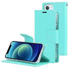 GOOSPERY Bravo Diary Crazy Horse Texture Horizontal Flip Leather Case with Bracket & Card Slot & Wallet For iPhone 13 mini(Mint Green) - 1