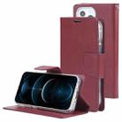 GOOSPERY Bravo Diary Crazy Horse Texture Horizontal Flip Leather Case with Bracket & Card Slot & Wallet For iPhone 13(Wine Red) - 1