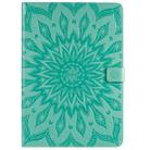 For iPad 10.2 / Pro 10.5 / Air 2019 Pressed Printing Sun Flower Pattern Horizontal Flip Leather Case with Holder & Card Slots & Wallet(Green) - 1