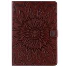 For iPad 10.2 / Pro 10.5 / Air 2019 Pressed Printing Sun Flower Pattern Horizontal Flip Leather Case with Holder & Card Slots & Wallet(Brown) - 1