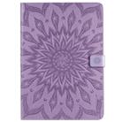 For iPad 10.2 / Pro 10.5 / Air 2019 Pressed Printing Sun Flower Pattern Horizontal Flip Leather Case with Holder & Card Slots & Wallet(Purple) - 1