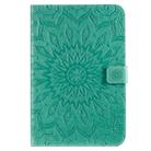 For iPad Mini 2019 & 4 & 3 & 2 & 1 Pressed Printing Sun Flower Pattern Horizontal Flip Leather Case with Holder & Card Slots & Wallet(Green) - 1