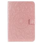 For iPad Mini 2019 & 4 & 3 & 2 & 1 Pressed Printing Sun Flower Pattern Horizontal Flip Leather Case with Holder & Card Slots & Wallet(Rose Gold) - 1