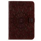 For iPad Mini 2019 & 4 & 3 & 2 & 1 Pressed Printing Sun Flower Pattern Horizontal Flip Leather Case with Holder & Card Slots & Wallet(Brown) - 1