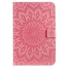 For iPad Mini 2019 & 4 & 3 & 2 & 1 Pressed Printing Sun Flower Pattern Horizontal Flip Leather Case with Holder & Card Slots & Wallet(Pink) - 1